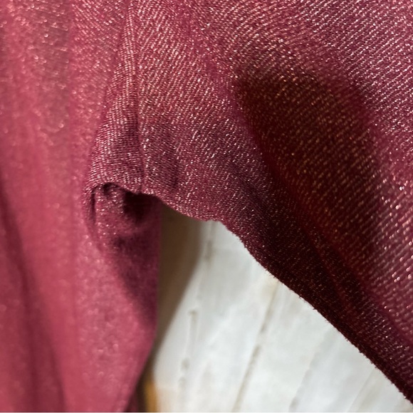 Woman Within Sweatshirt Womens Pullover Round Neck  Maroon & Metallic 2X - Picture 14 of 16